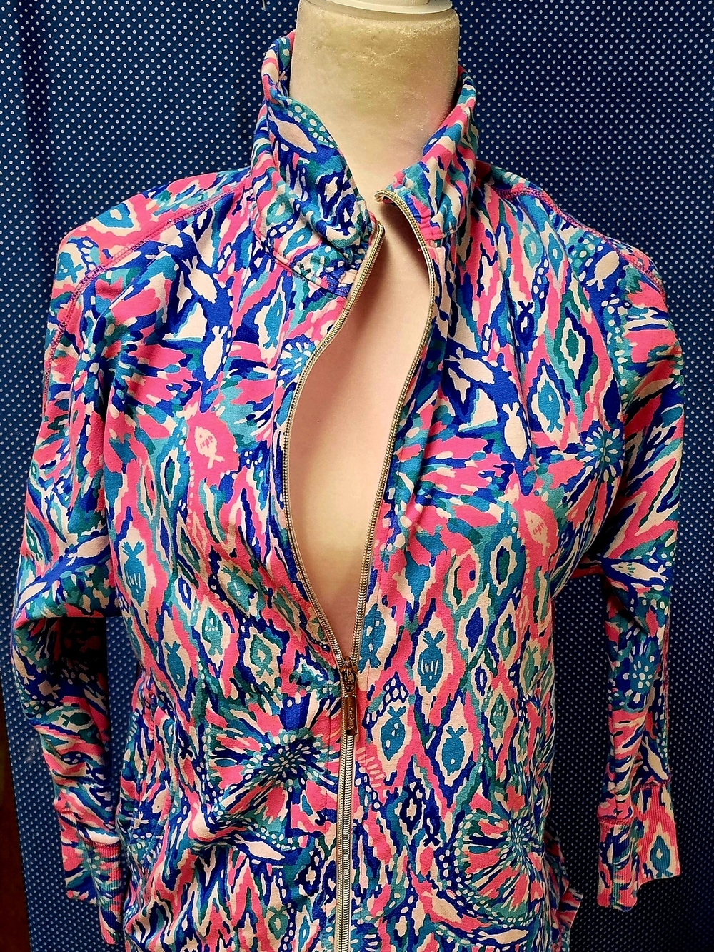 Lilly Pulitzer Pink, Blue, & Teal Printed Full Zip-Up Jacket